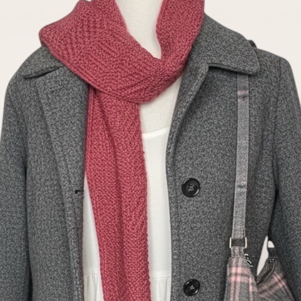 Chunky Knit‎ Sophie Scarf Dusty Rose Pink Textured Weave Winter Cottagecore